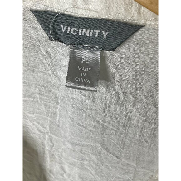 Vicinity White Puff Sleeve Ruffle Front Smocked Elastic Hem Blouse Top Sz LP - Picture 7 of 10